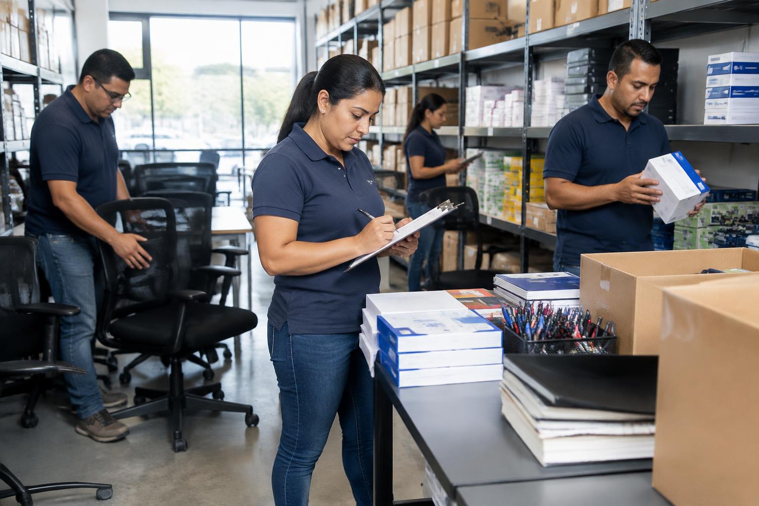Equipo venezolano de Orizon trabajando en mobiliario y suministros de oficina
